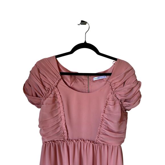Kensie Ruched Blush Pink Puff Sleeved Dress Size 10 WeddingGuest RomanticStyle - Picture 1 of 7